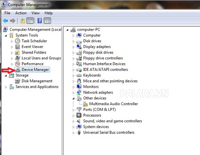Click chọn phần Device Manager