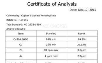 Giấy chứng nhận phân tích COA