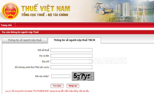 Tra cứu mã số thuế cá nhân tại Thuế Việt Nam