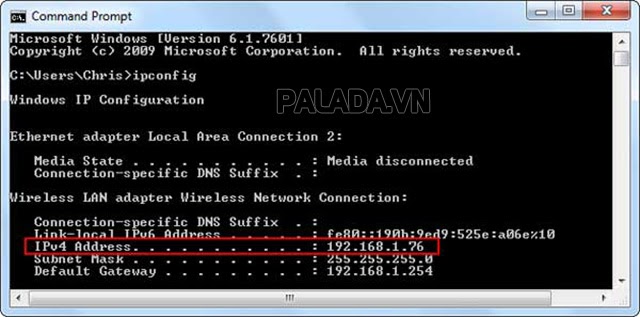 Địa chỉ IP nội bộ trong Windows