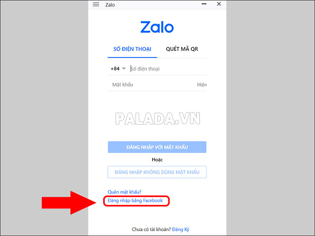 Sử dụng Facebook để đăng nhập Zalo