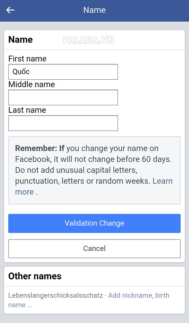 Cách để đổi tên Facebook 1 chữ theo ý muốn