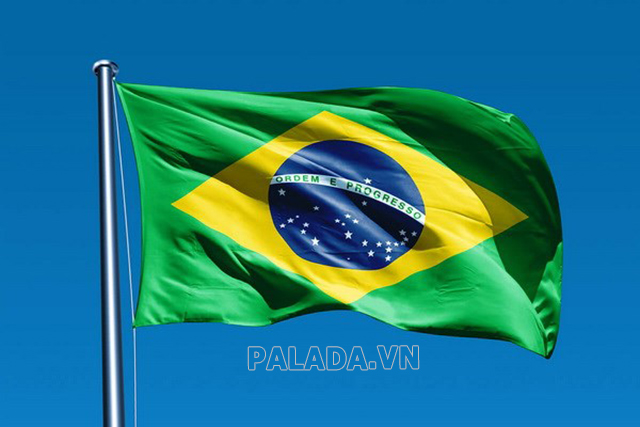 Lá cờ Brazil có in hình bầu trời với 27 ngôi sao