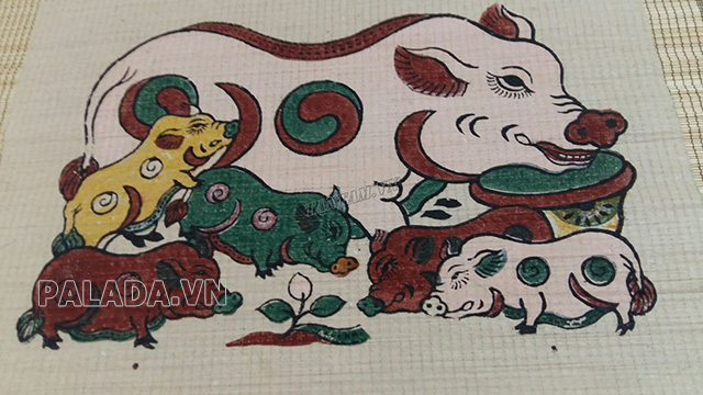 Tranh Đông Hồ Đàn lợn âm dương thể hiện văn hoá phồn thực