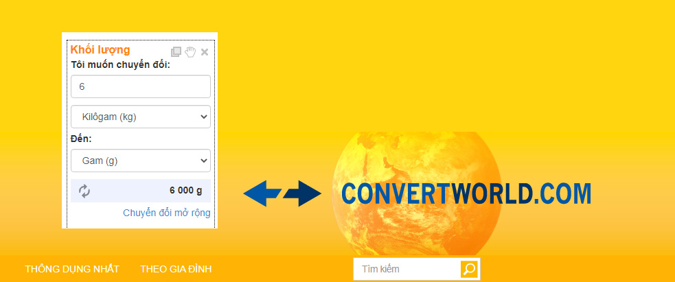 Dùng công cụ Convert Word để quy đổi đơn vị kg