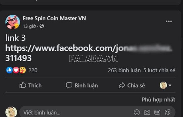 Nhận Spin Coin Master bằng link kết bạn Facebook