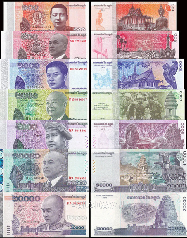 Các mệnh giá tiền Riel Campuchia