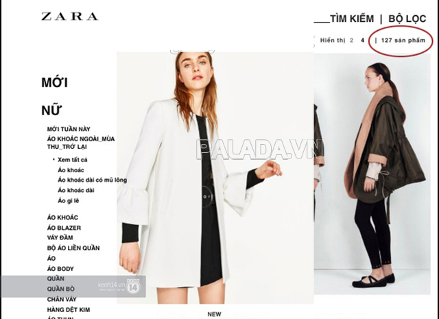 Web bán hàng trực tuyến của Zara có thiết kế ấn tượng, dễ dàng tìm thông tin đặt hàng