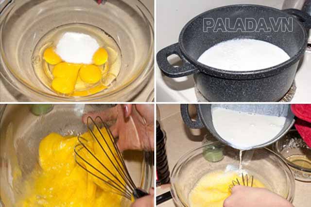 Các bước chuẩn bị hỗn hợp sữa trứng