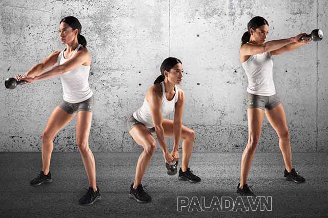 Tạ bình vôi thường sử dụng với động tác squat