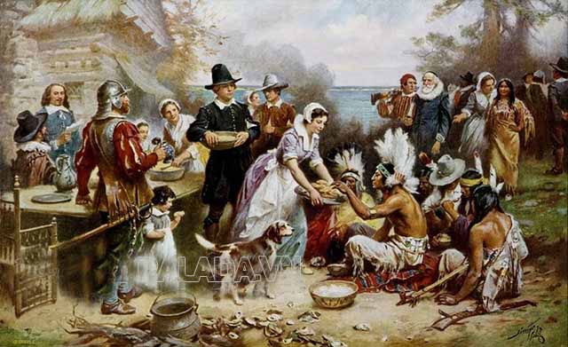 Người Pilgrims thường mời người da đỏ đến ăn uống để cùng nhau tạ ơn Chúa