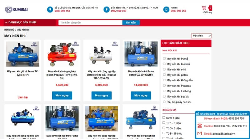 Địa chỉ mua máy nén khí giá rẻ, chính hãng, nhiều ưu đãi