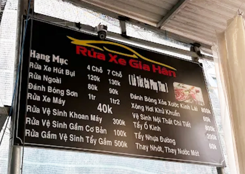Rửa xe máy Đà Lạt, rửa xe moto Đà Lạt cần được công khai bảng giá dịch vụ